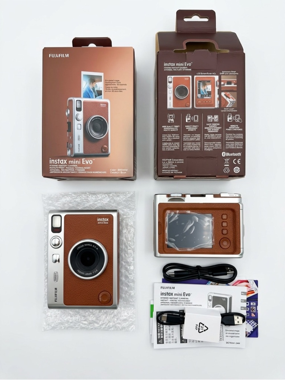 Fujifilm instax mini Evo Brown and Silver Instant Camera Kit